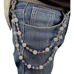 Layered Ceramic Bead Chain Keychain - Stylish & Non-Tangling Wallet Accessory